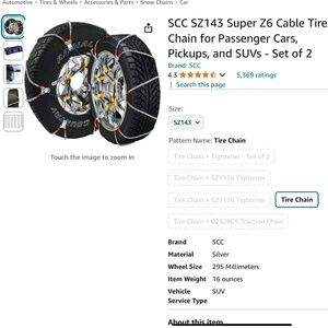 SCC SZ143 Super Z6 Cable Tire Chain for Passenger Cars, Pickups, and SUVs